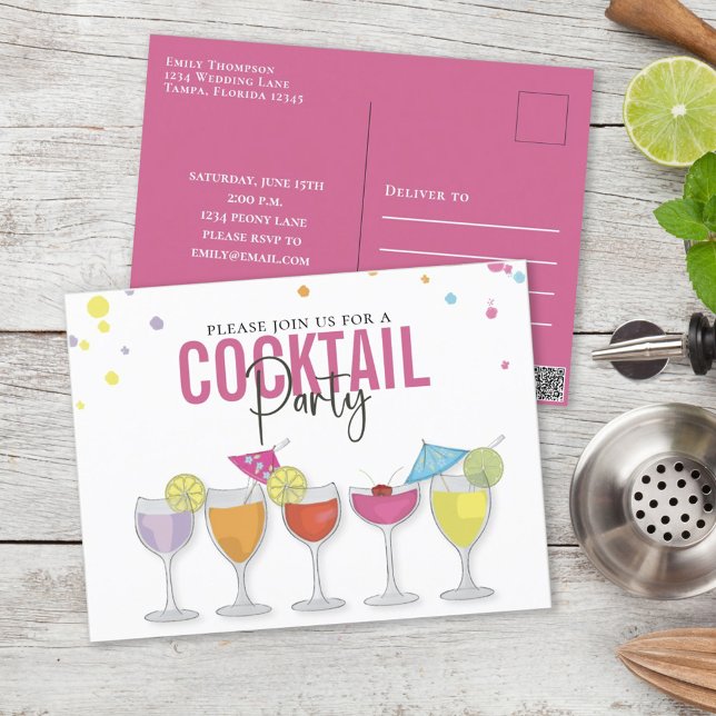 Cocktail coloré Party Invitation personnalisée (Créateur téléchargé)