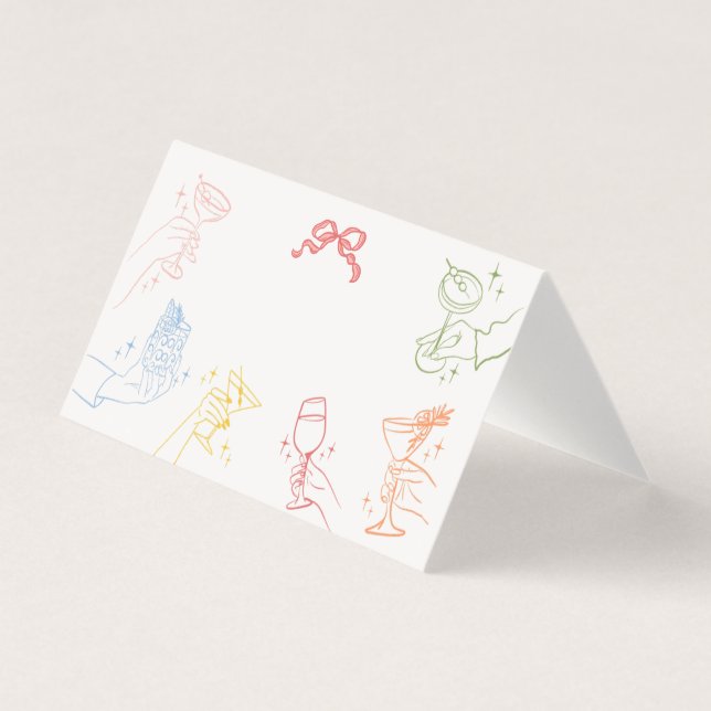 Cocktail coloré Table Rétro Table Place Cartes (Front)