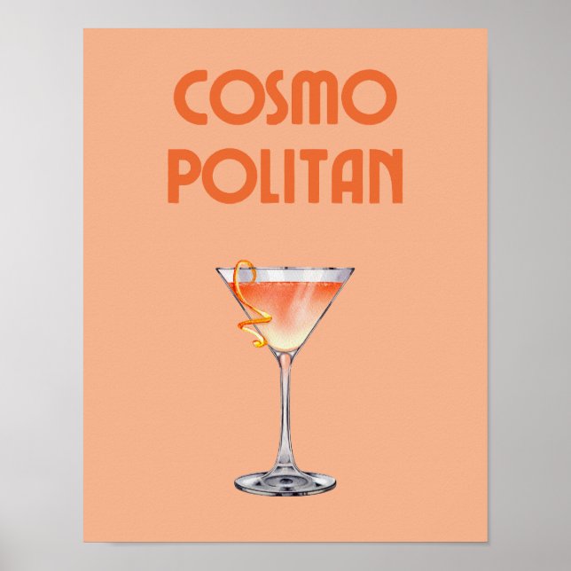 Cocktail cosmopolite Poster de boisson Orange Retr (Devant)