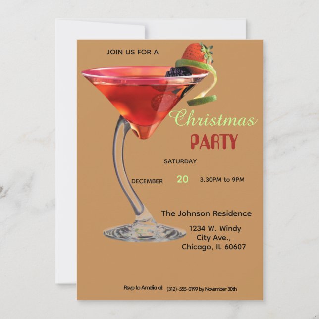 Cocktail de Noël Invitation (Devant)