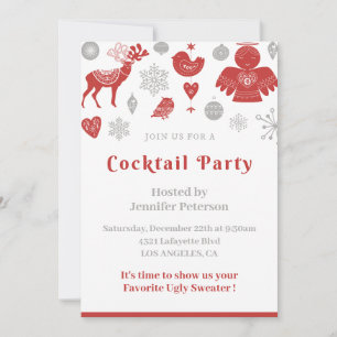 Cocktail de Noël Invitation Classique Gris nordiqu