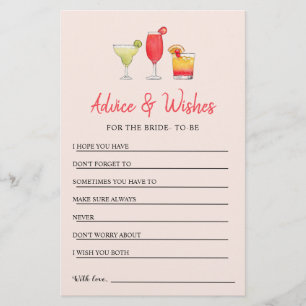 Cocktail Douche nuptiale Conseils & Wish card
