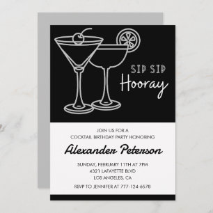 Cocktail Invitation Black and White 30th Birthday