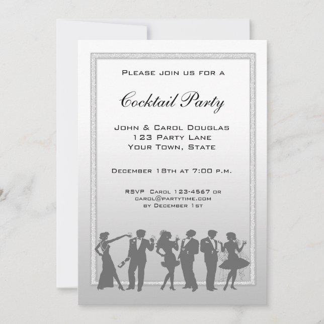 Cocktail, invitation de silhouette de personnes (Devant)