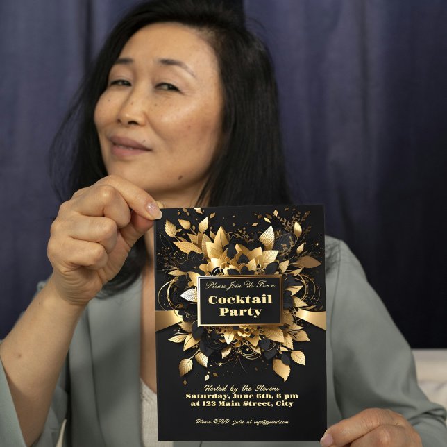 Cocktail or élégant Invitation de fête d'anniversa (Créateur téléchargé)