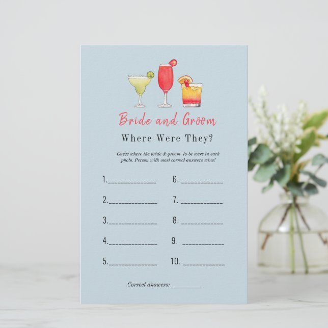 Cocktail "Où étaient-ils" Jeu de douche nuptiale (Debout devant)