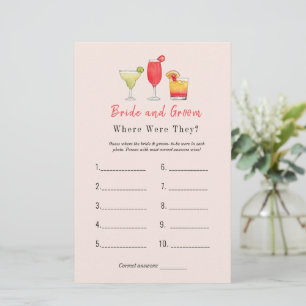 Cocktail "Où étaient-ils" Jeu de douche nuptiale