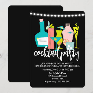 Cocktail Retro Drink Invitation Du Cocktail Party