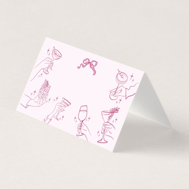 Cocktail rose Table Rétro Place Cartes (Front)