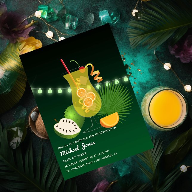 Cocktail tropical Graduation Party Invitation (Créateur téléchargé)