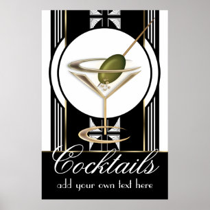 Cocktails Art Déco Grande affiche personnalisée