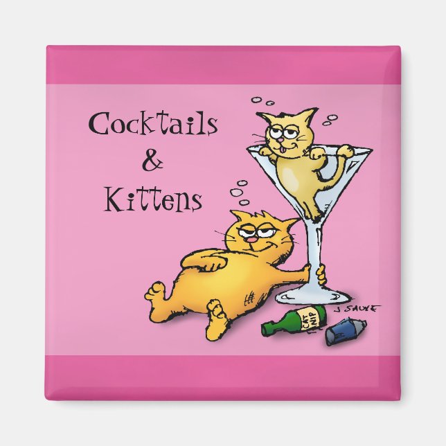 Cocktails & chatons Aimant Cartoon Rose (Devant)