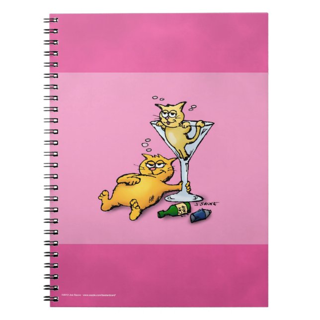 Cocktails & Chatons Carnet Rose Dessin Animé (Devant)