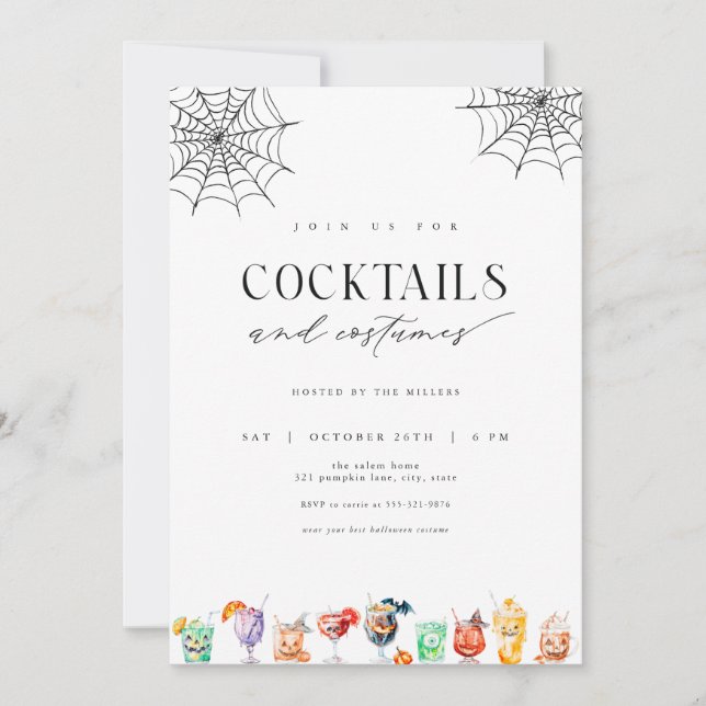 Cocktails & Costumes Invitation de fête d'Hallowee (Devant)