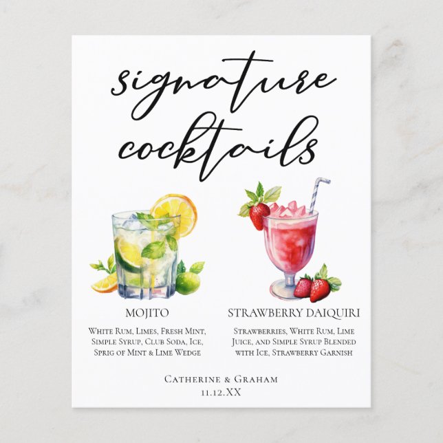 Cocktails cubains Mojito Strawberry Daiquiri Menu (Devant)