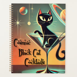 Cocktails de chat noir cosmique futuriste atomique