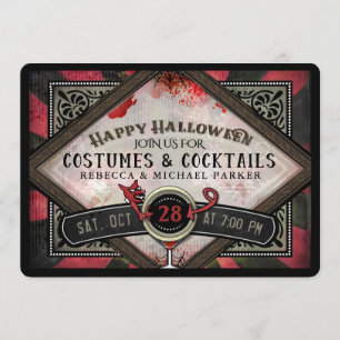 Cocktails de costumes Invitation d'Halloween au di