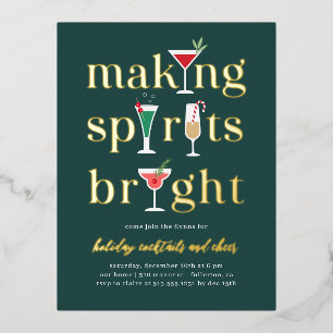 Cocktails de Noël Foil Carte postale