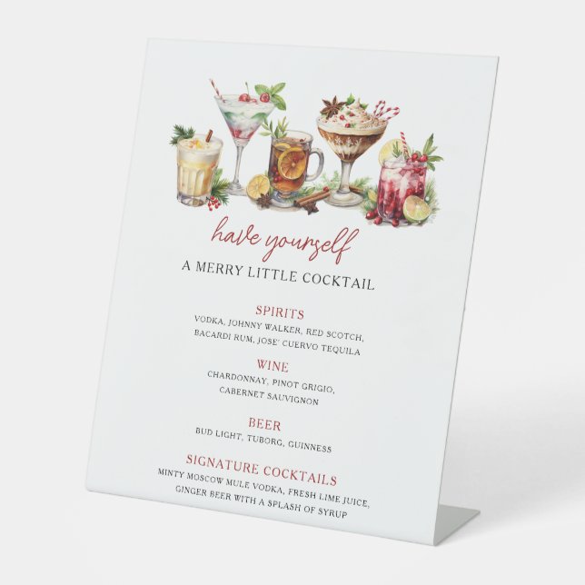 Cocktails de Noël Joyeux panneau de bar de vacance (Recto)