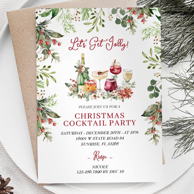 Cocktails de Noël Obtenons Jolly Invitation (Créateur téléchargé)