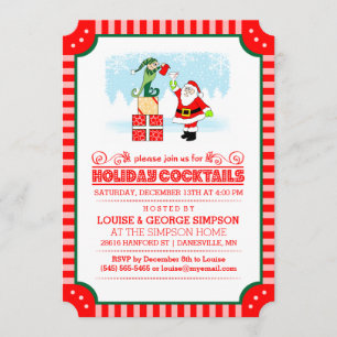 Cocktails de vacances - Invitation rouge et blanc