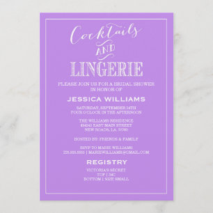 Cocktails et pourpre des invitations de douche