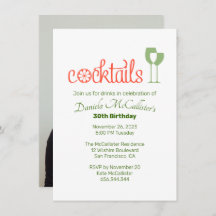Cocktails Invitation de fête d'anniversaire