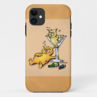 Cocktails & Kittens Gold Cartoon iPhone 5 Coque