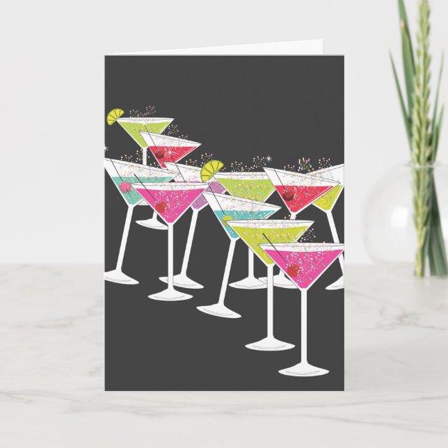 Cocktails pour une grande carte de voeux d'anniver (Devant)