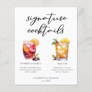 Cocktails Signature bord de la piscine Menu Mariag
