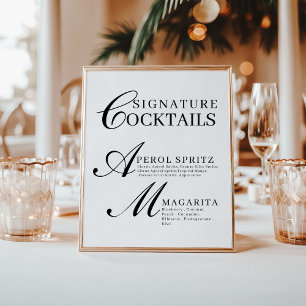 Cocktails Signature de Mariage Élégants Noir & Bla