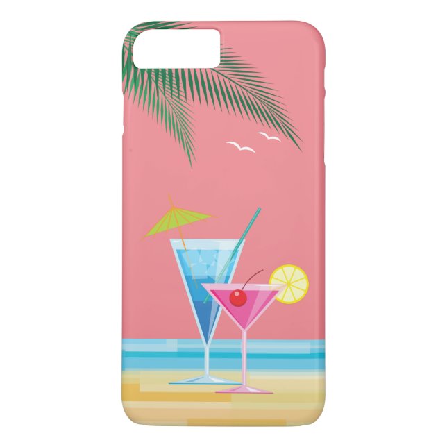 Cocktails tropicaux iPhone 7 Plus Coque - corail (Dos)