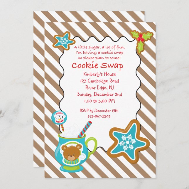 Coco chaud et biscuits Invitation à échanger/échan (Devant / Derrière)