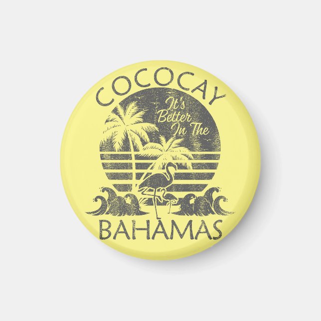 CocoCay Bahamas Magnet Vacation Cruise Retro Beach (Devant)