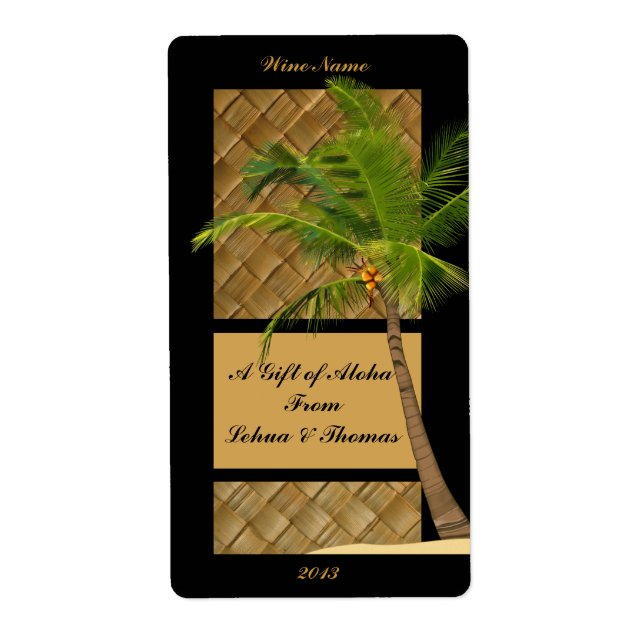 Cocotier Arbre Aloha Vin Craft Étiquette (Devant)