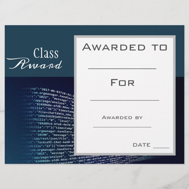 Codage des prix de classe et étudiant en technolog (Devant)