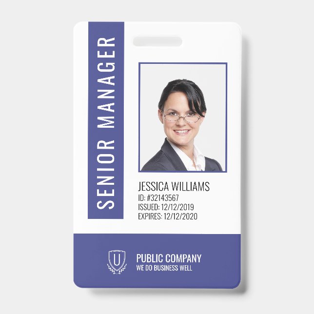 Code-barres bleu Code employé Badge d'ID employé (Avant)