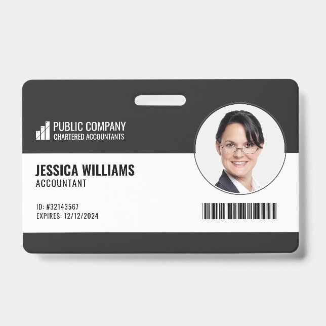 Code-barres moderne Code employé Badge d'ID employ (Front)