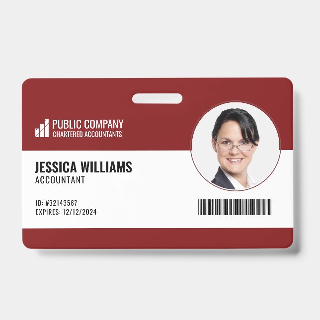 Code-barres moderne Code employé Badge d'ID employ (Front)