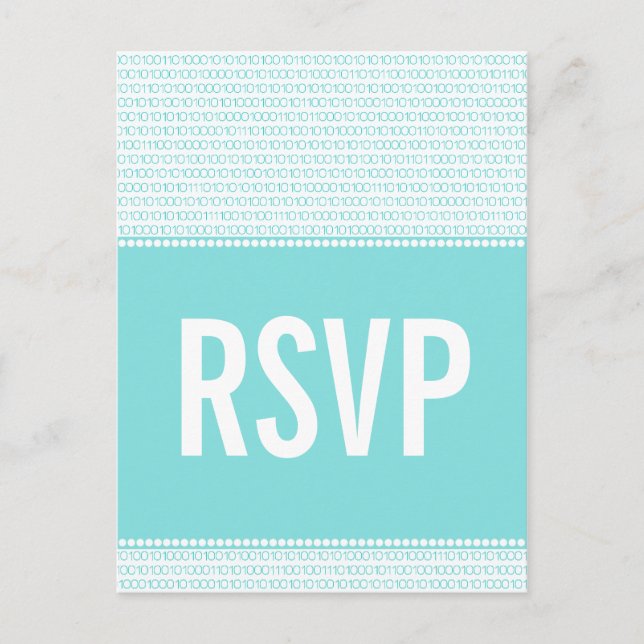 Code binaire Chic geek Carte postale RSVP, Aqua (Devant)