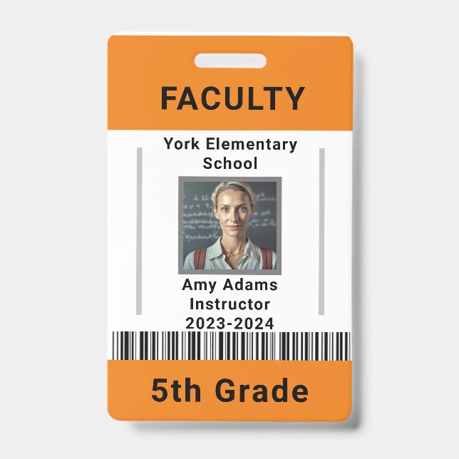 Code de l'enseignant de l'école Badge Modèle W/ Co (Avant)