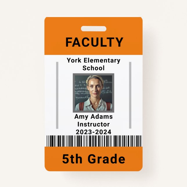 Code de l'enseignant de l'école Badge Modèle W/ Co (Devant)