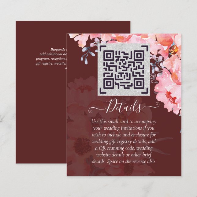 CODE DE SCANNING QR Bourgogne Mariage Détails du s (Devant / Derrière)