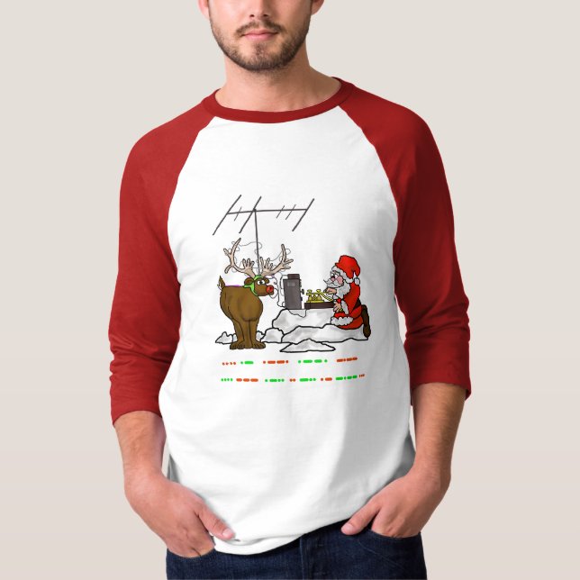 Code Morse Père Noël et T-shirt de Noël de Rudolph (Devant)