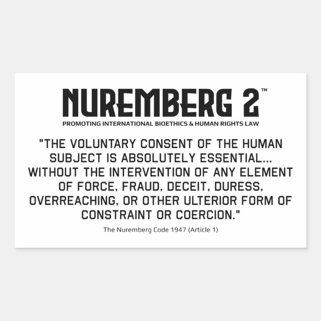 Code Nuremberg 1947 A. 1 Stickers Rectangulaires (Devant)