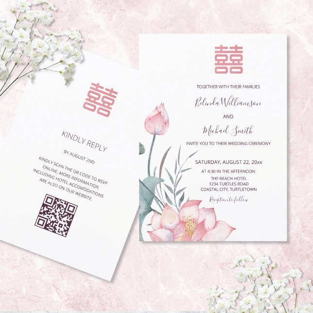 Code OR | Carte d'invitation de mariage chinoise F (Créateur téléchargé)