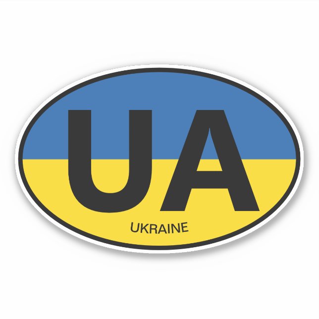 Code pays drapeau d'Ukraine ovale autocollant de v (Devant)