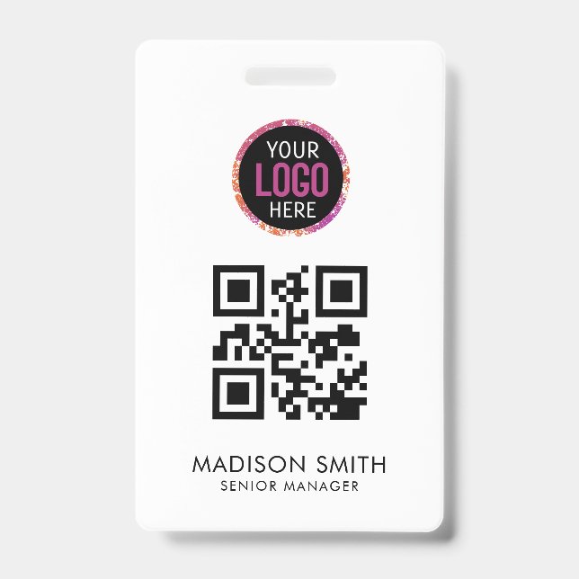 Code QR | Badge d'événement Logo d'entreprise Mode (Avant)