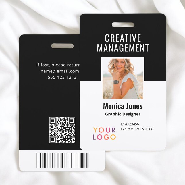 Code QR - Badge noir photo de l'employé (Créateur téléchargé)