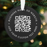 Code QR | Black Business Modern Christmas<br><div class="desc">Un simple code QR noir personnalisé modèle ornement de Noël dans un style minimaliste moderne qui peut être facilement mis à jour avec votre code QR,  nom d'entreprise ou site Web et texte personnalisé,  par exemple,  scannez-moi vers...  #QRcode #noël #ornament #business</div>